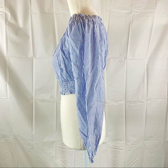 Sportsgirl Stripe Off Shoulder Crop Top Size 16 - Picture 5 of 9